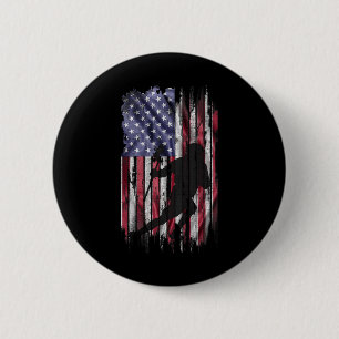Vintage Usa Amerikaanse Vlag Lacrosse Speler Team Ronde Button 5,7 Cm
