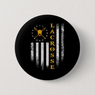 Vintage Usa Amerikaanse Vlag Lacrosse Speler Team  Ronde Button 5,7 Cm