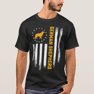 Vintage USA Amerikaanse Vlag Liefde Duitse Herder T-shirt