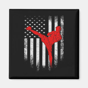Vintage Usa Amerikaanse Vlag Mma Kickboksen Vechte Magneet