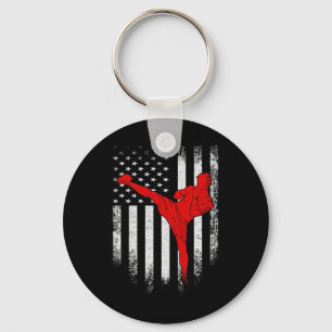 Vintage Usa Amerikaanse Vlag Mma Kickboksen Vechte Sleutelhanger