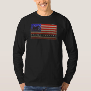 Vintage Usa Amerikaanse Vlag Trotse Beagle Opa Sil T-shirt