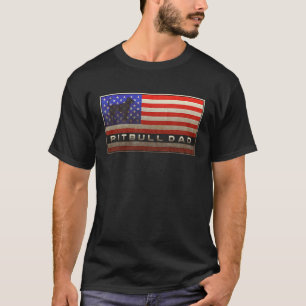 Vintage USA Amerikaanse Vlag Trotse Pitbull Hond V T-shirt