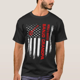 Vintage Usa Amerikaanse Vlag Werelds Oké Banjo Gra T-shirt