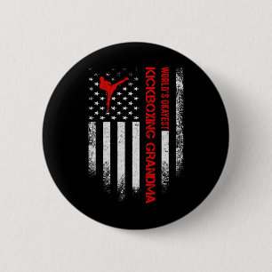 Vintage Usa Amerikaanse Vlag Werelds Okéste Kickbo Ronde Button 5,7 Cm