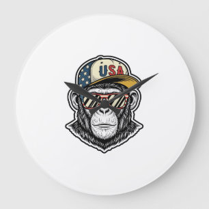 Vintage USA Chimp Patriottische Zonnebril Shirt On Grote Klok