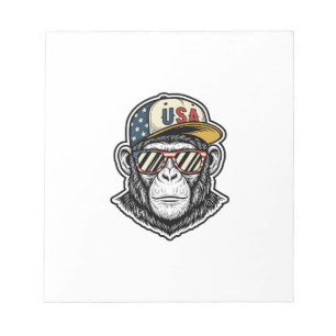 Vintage USA Chimp Patriottische Zonnebril Shirt On Notitieblok