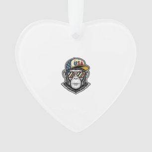 Vintage USA Chimp Patriottische Zonnebril Shirt On Ornament