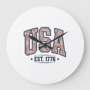 Vintage USA Est 1776 Patriottische Graveer Shirt_1 Grote Klok