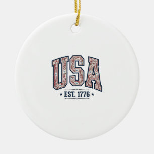Vintage USA Est 1776 Patriottische Graveer Shirt_1 Keramisch Ornament
