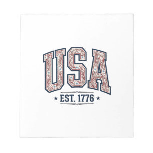 Vintage USA Est 1776 Patriottische Graveer Shirt_1 Notitieblok