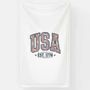 Vintage USA Est 1776 Patriottische Graveer Shirt_1 Spandoek