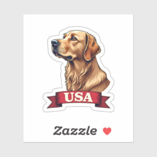 Vintage USA Golden Retriever Engraving Shirt Sticker