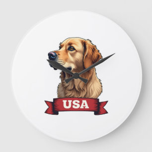 Vintage USA Golden Retriever Graveer Shirt 4 Grote Klok