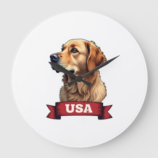 Vintage USA Golden Retriever Graveer Shirt 4 Grote Klok (Voorkant)