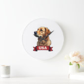 Vintage USA Golden Retriever Graveer Shirt 4 Grote Klok (Huis)