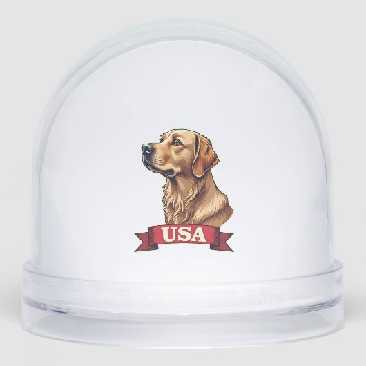 Vintage USA Golden Retriever Graveer Shirt Sneeuwbol (Voorkant)