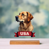 Vintage USA Gouden Retriever Graveer Shirt 4 Acryl Bord (Neutraal)