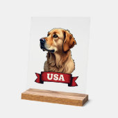 Vintage USA Gouden Retriever Graveer Shirt 4 Acryl Bord (Hoek)