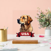 Vintage USA Gouden Retriever Graveer Shirt 4 Acryl Bord (Huwelijk)