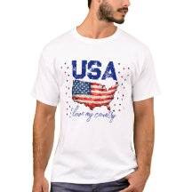 Vintage USA kaart patriottisch T-shirt - Ik hou va