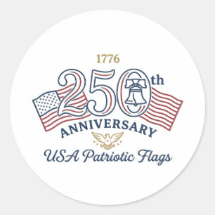 Vintage USA Patriottische Vlaggen & Liberty Bell V Ronde Sticker