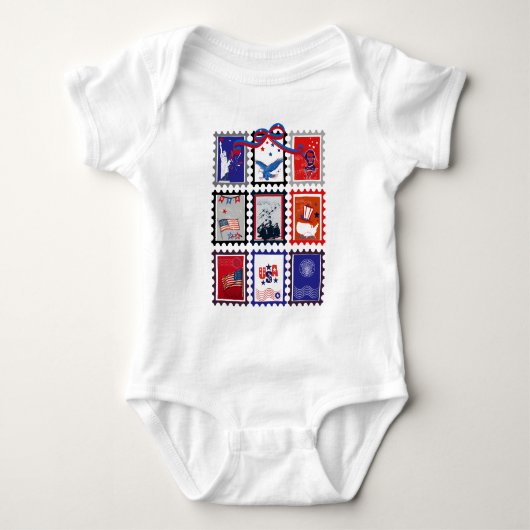 Vintage USA Postage Stamp Romper (Voorkant)