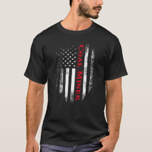 Vintage Usa Rode Witte Steenkoolmijnwerker Amerika T-shirt