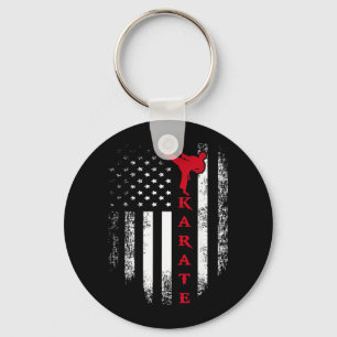 Vintage USA Rood Wit Karate Amerikaanse Vlag Sleutelhanger