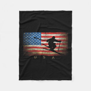 Vintage Usa Skien Amerikaanse Vlag Clic Vrouwen Me Fleece Deken