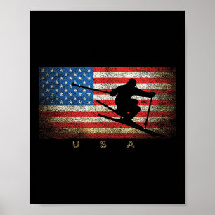 Vintage Usa Skien Amerikaanse Vlag Clic Vrouwen Me Poster