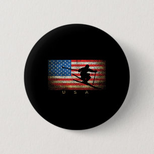 Vintage Usa Skien Amerikaanse Vlag Clic Vrouwen Me Ronde Button 5,7 Cm
