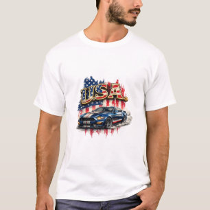 Vintage USA Spierballen Auto Patriottische Grafisc T-shirt