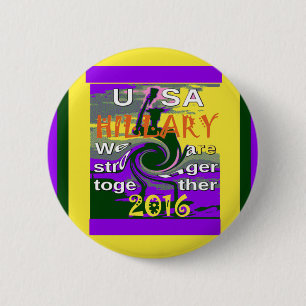 Vintage USA Sterker Samen Abstracte Kunstprint Ronde Button 5,7 Cm