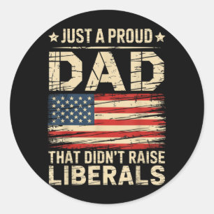 Vintage Usa Vlag Een Trotse Vader Die Geen Liberal Ronde Sticker