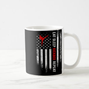 Vintage Usa Vlag Eet Slaap Mma Kickbox Herhaal Kic Koffiemok