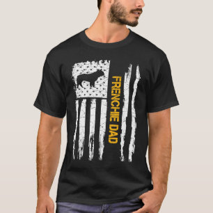 Vintage USA-vlag Franse Bulldog Hond Papa Frenchie T-shirt
