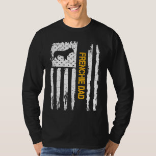 Vintage USA-vlag Franse Bulldog Hond Papa Frenchie T-shirt