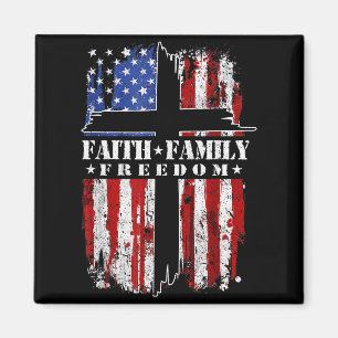 Vintage Usa Vlag Geloof Familie Dom Patriottisch C Magneet