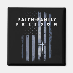Vintage Usa Vlag Geloof Familie Vrijheid Patriotti Magneet