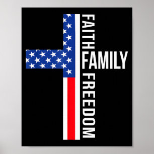 Vintage Usa Vlag Geloof Familie Vrijheid Patriotti Poster