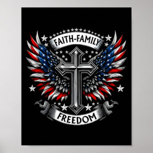 Vintage Usa Vlag Geloof Familie Vrijheid Patriotti Poster