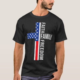 Vintage Usa Vlag Geloof Familie Vrijheid Patriotti T-shirt