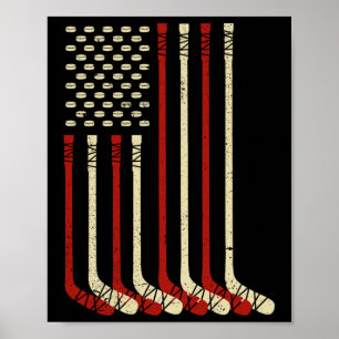 Vintage Usa Vlag Ijs Hockey - Grappige Ijs Hockey  Poster