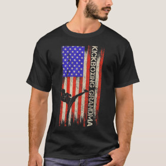 Vintage Usa Vlag Mma Kickboksen Vechtende Oma Si T-shirt