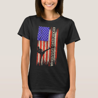 Vintage Usa Vlag Mma Kickboksen Vechtende Oma Si T-shirt