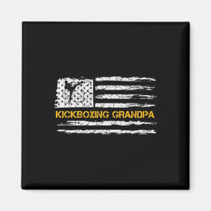 Vintage Usa Vlag Mma Kickboksen Vechters Grootvade Magneet
