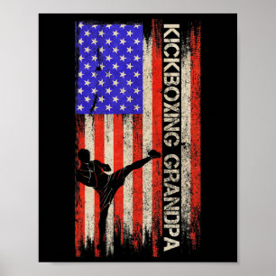 Vintage Usa Vlag Mma Kickboksen Vechters Opa Si Poster