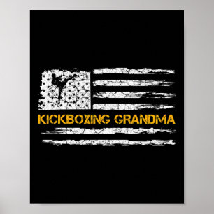 Vintage Usa Vlag Mma Kickboksen Vechtster Oma Si Poster