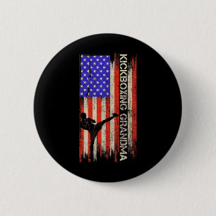 Vintage Usa Vlag Mma Kickboksen Vechtster Oma Si Ronde Button 5,7 Cm